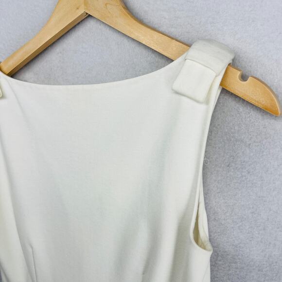 KATE SPADE Top 2 Ponte Sleeveless Peplum Blouse Rayon Blend Tank V-Neck White - Picture 6 of 12